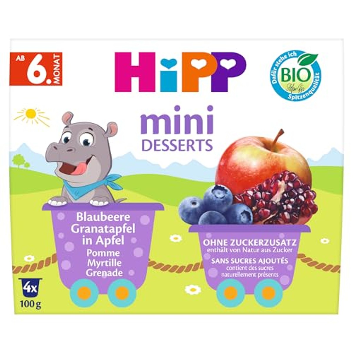 HiPP Bio Mini Desserts bosbessen-granaatappel 6x4x100g – HiPP