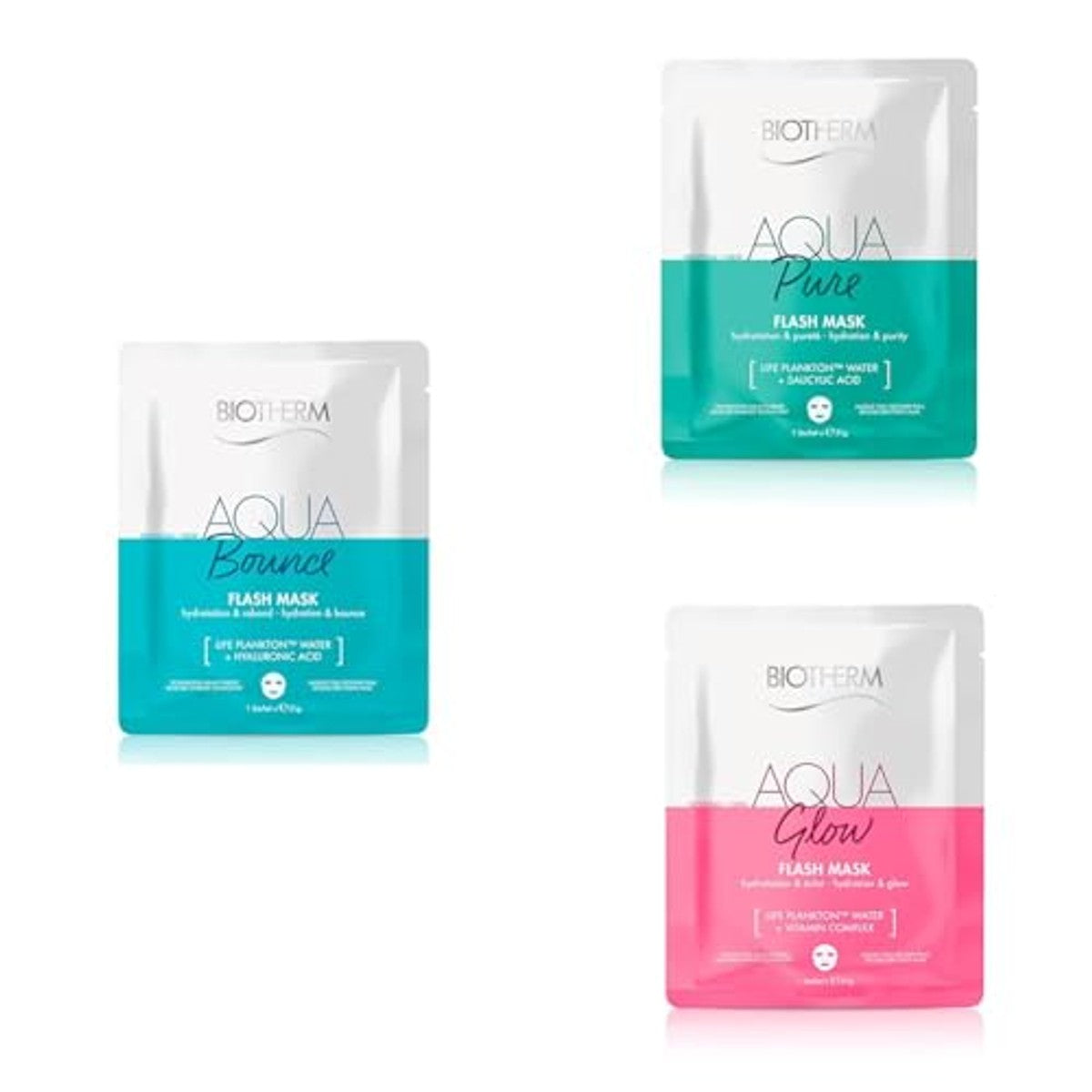 Biotherm Set Aqua Doekmaskers met Life Plankton, Hyaluronzuur, Salicylzuur & Vitamine C 3 x 31 g - 3-pack