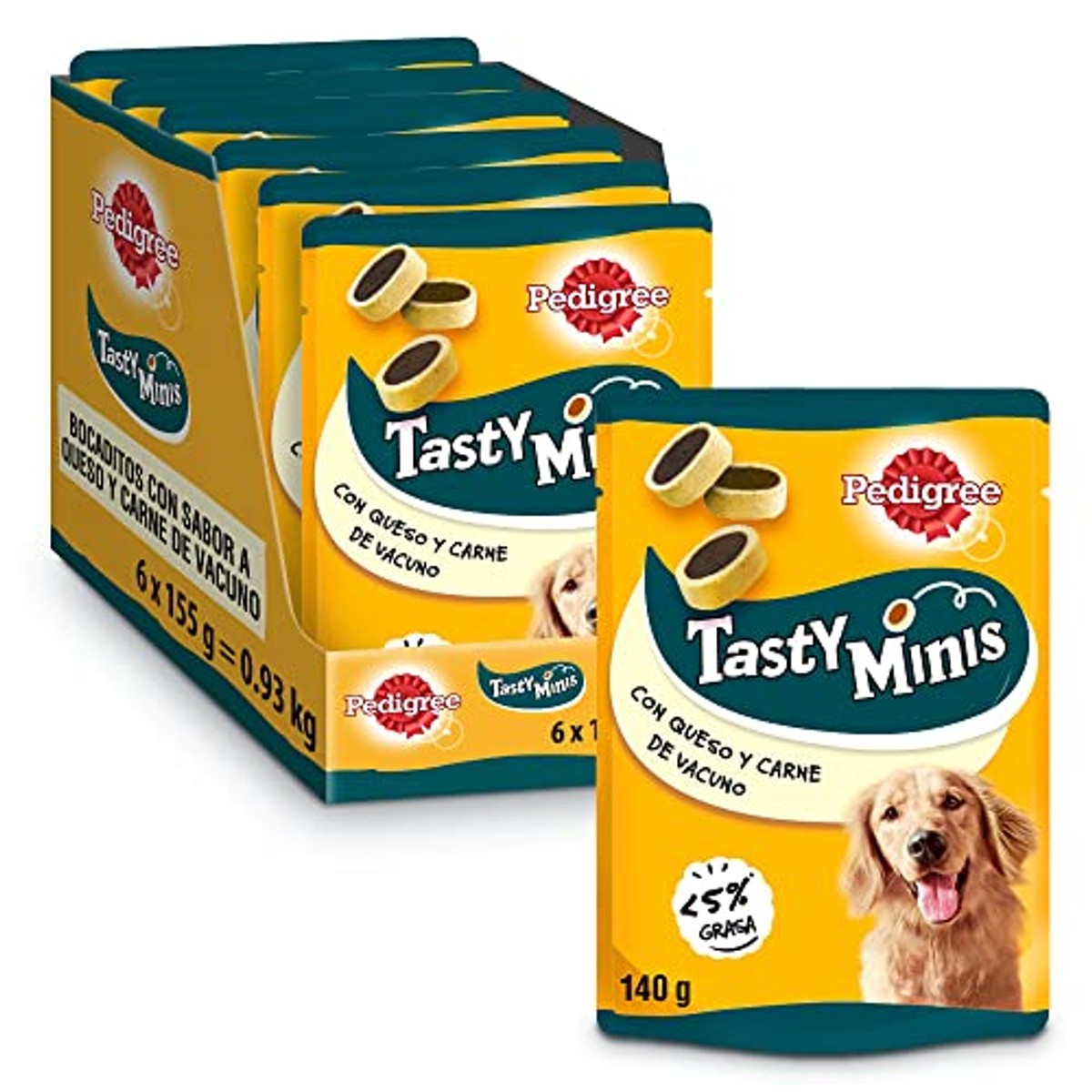 Pedigree Snacks lekkere mini om je hondsmaak kaas en ossen te leren (pak van 6 x 140 g) – Pedigree