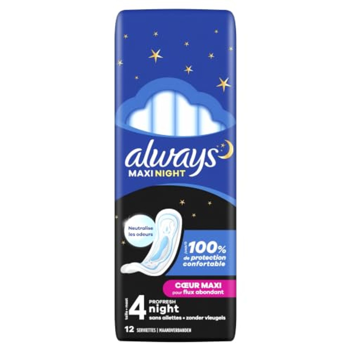 Always Maxi Night ProFresh Banden zonder Vleugel 6 x 12 stuk - Voordeelverpakking