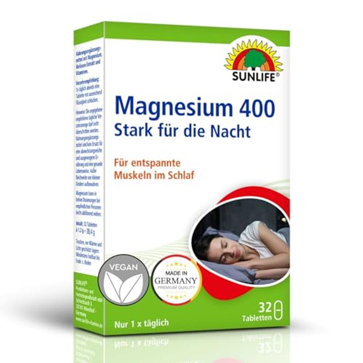 Sunlife Magnesium 400 mg Nachttabletten met Melisse 32 st - 6-pack