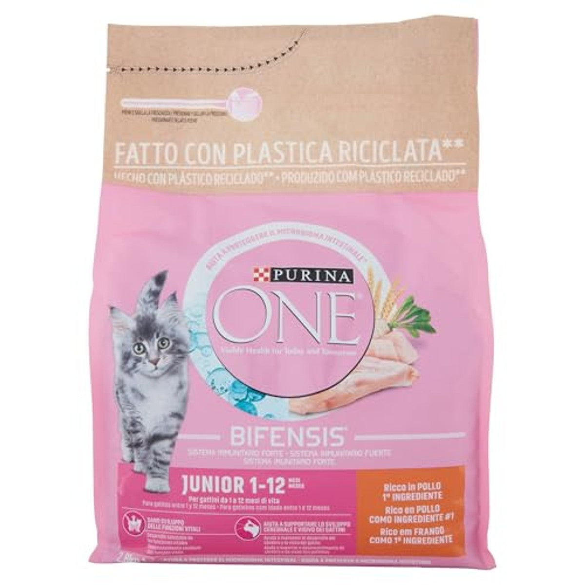 PURINA ONE Bifensis Junior | kittens tot 12 maanden en katten tijdens de zwangerschap | kroketten | helpt bij de gezonde ontwikkeling van de vitale functies van de kat | met kip | zak | 2,8 kg – PURINA ONE