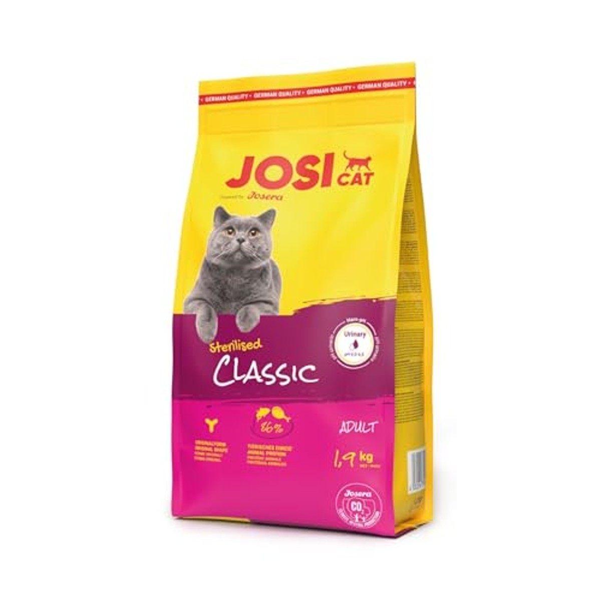 JosiCat Sterilised Classic Droog kattenvoer met gevogelte, 1,9 kg | JOSERA Premium droogvoer met rijst voor gecastreerde volwassen katten, weinig vet en veel eiwitten, Duitse kwaliteit – JosiCat