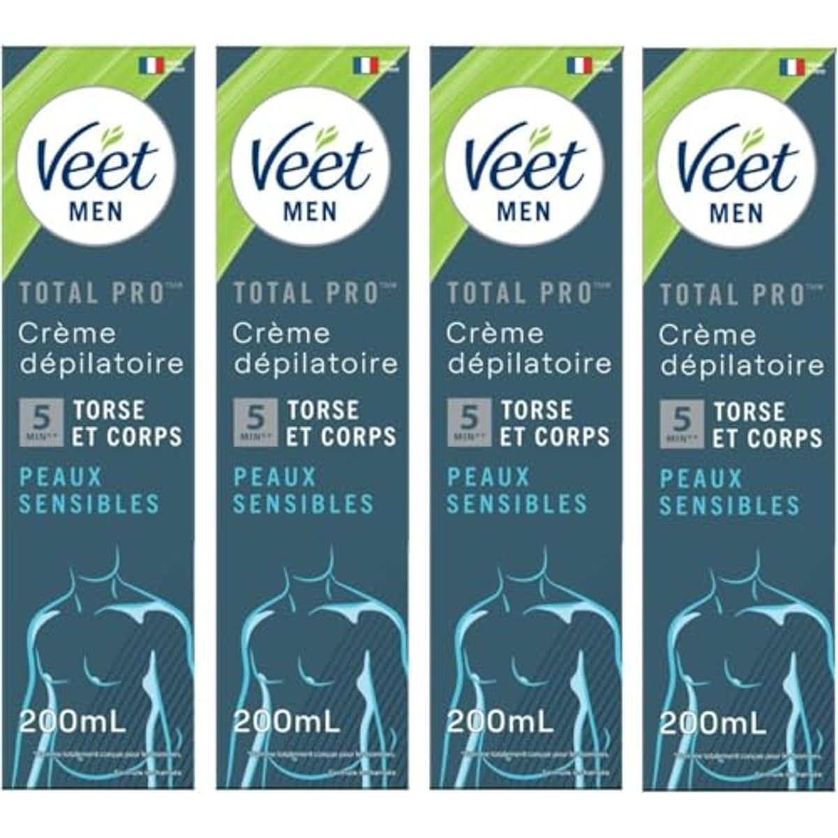 Veet Men Ontharingscrème gevoelige huid 200 ml, 4 stuks – Veet