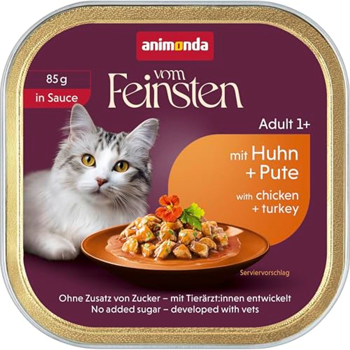 animonda vom Feinsten Adult natvoer kattenvoer kip & kalkoen in saus 32 x 85 g - 6-pack