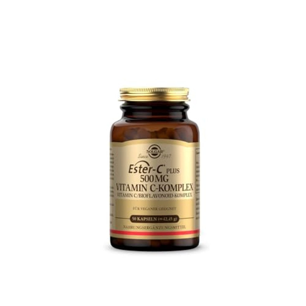 SOLGAR® Ester-C Plus (500 mg) - Vitamine C-complex met gepatenteerde Ester-C®, citrus bioflavonoïden, acerola-extract, rozenbottelpoeder en rotin - 50 veganistische capsules – SOLGAR