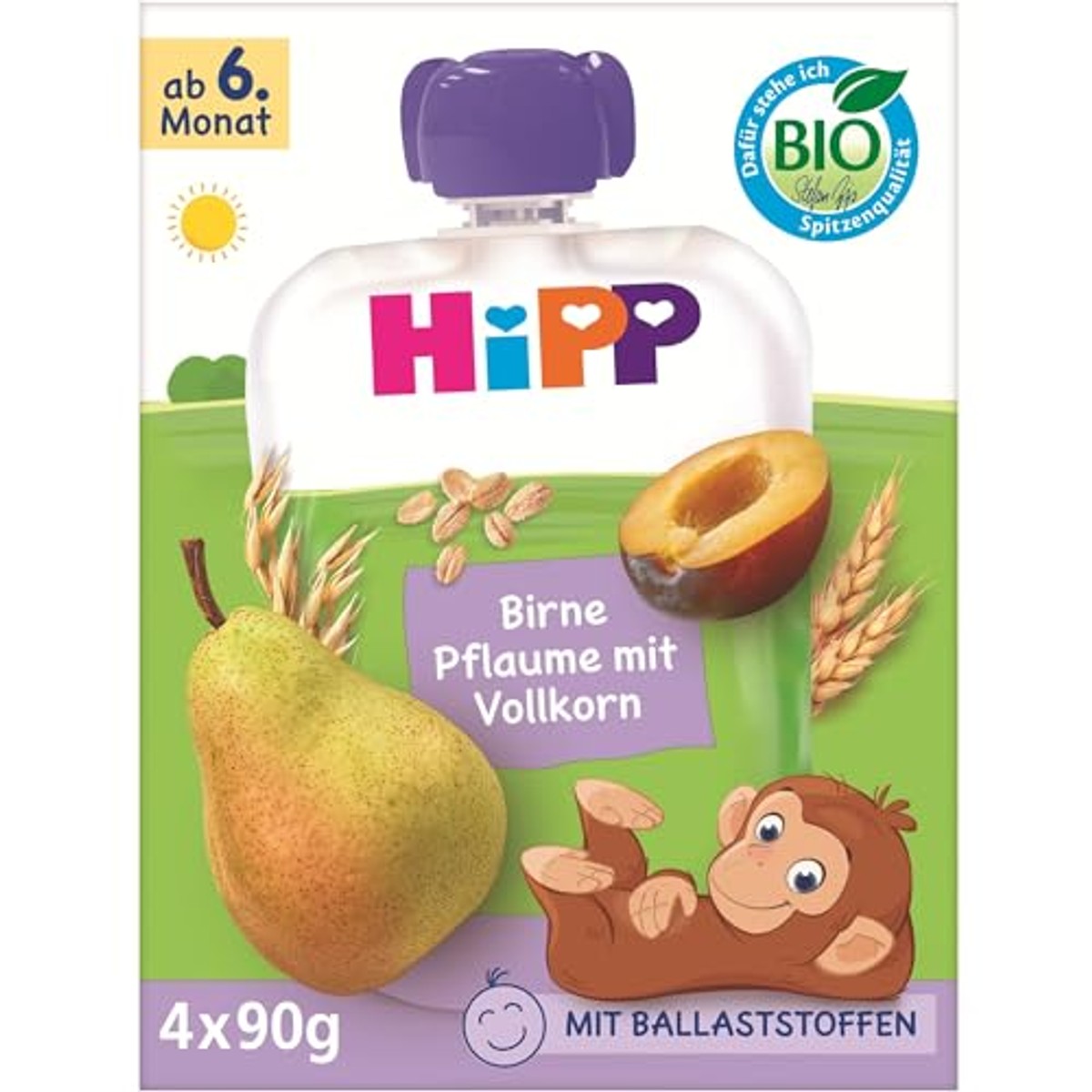 HiPP Bio Quetschie peer pruim volkoren 6 x 16 stuks - Voordeelverpakking