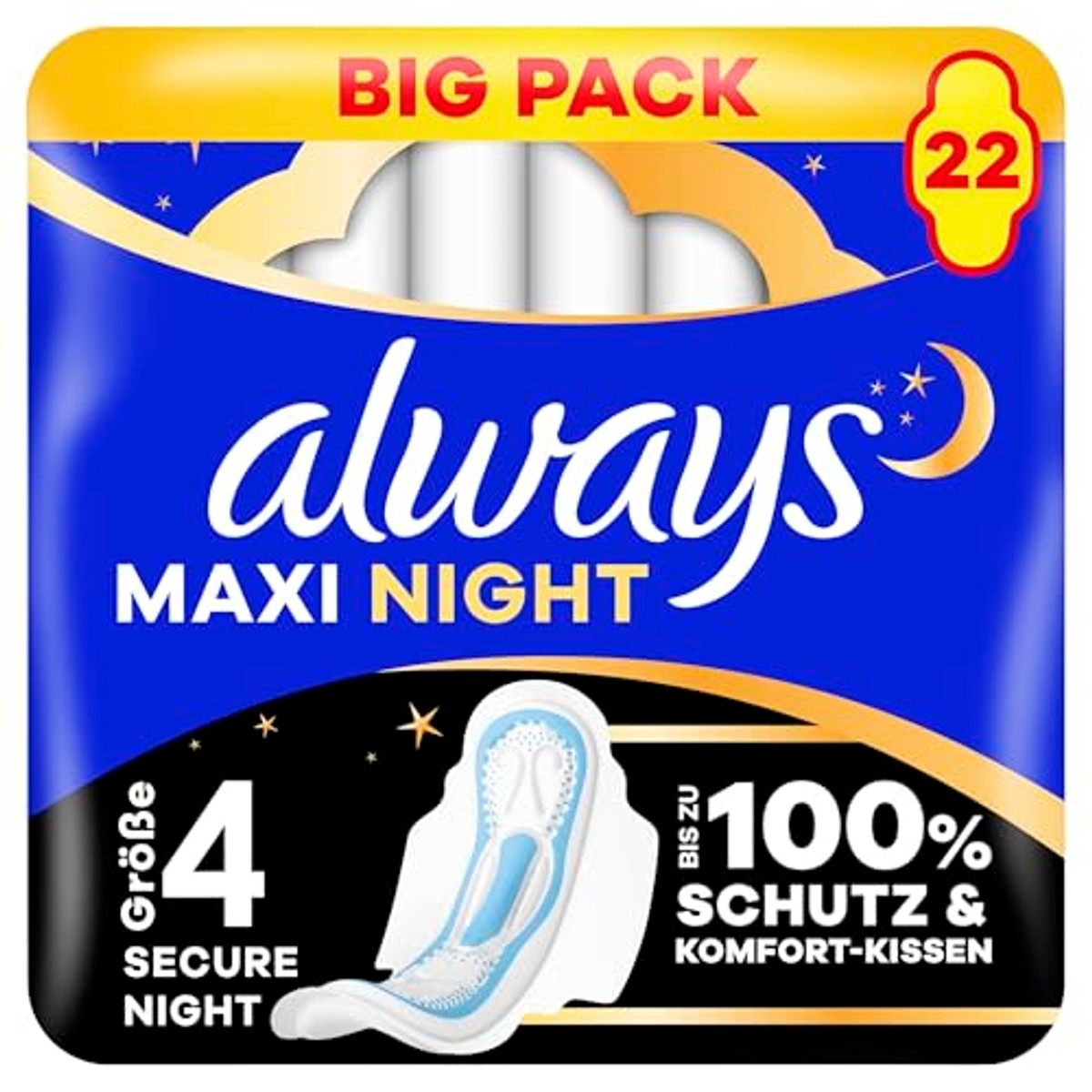 Always Maxi maandverband maat 4 nacht met vleugels 22 stuks – Always