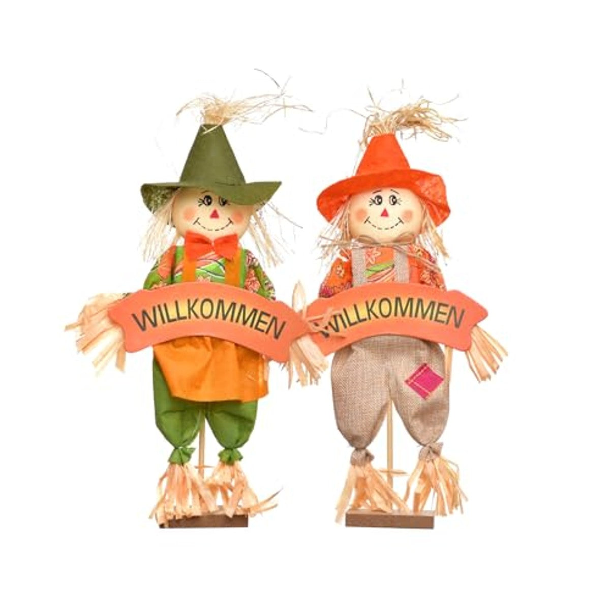 HEITMANN DECO Vogelverschrikkers met welkomstbord set van 2 – HEITMANN DECO