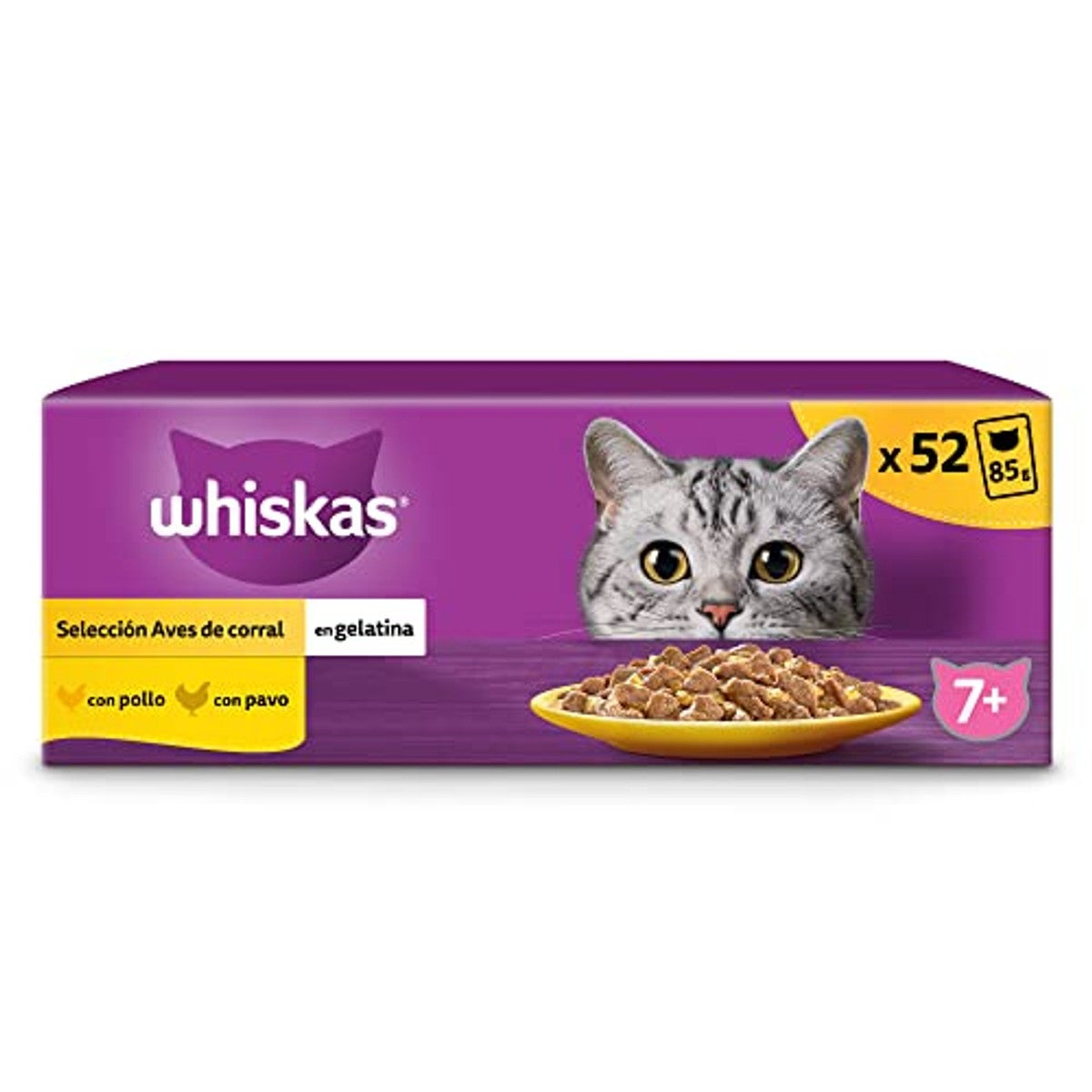 Whiskas Natvoer in gelei voor katten, vogelkeuze, 13 x 4 zakjes x 85 g – whiskas
