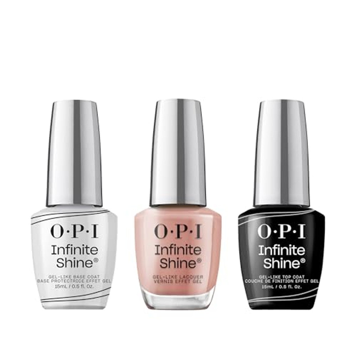 OPI Infinite Shine Set Base Coat + Barefoot in Barcelona + Top Coat 3 x 15 ml - 3-pack