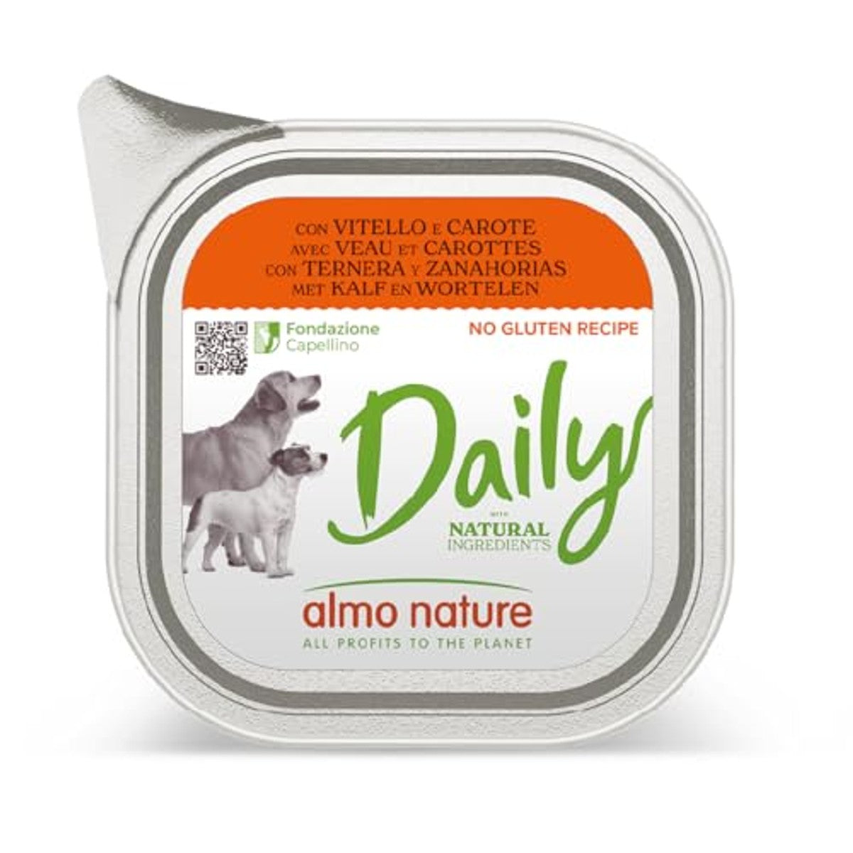 Almo Nature Daily Natvoer voor Honden met Kalf en Wortelen 32 x 100 g - 3-pack