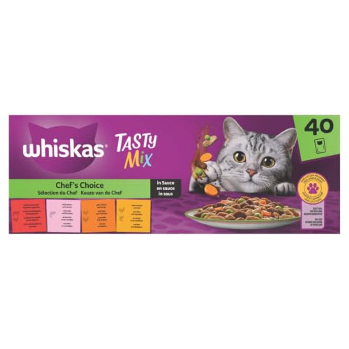 Whiskas Tasty Mix natvoer kattenvoer Chef's Selectie 40 zakjes - 6-pack