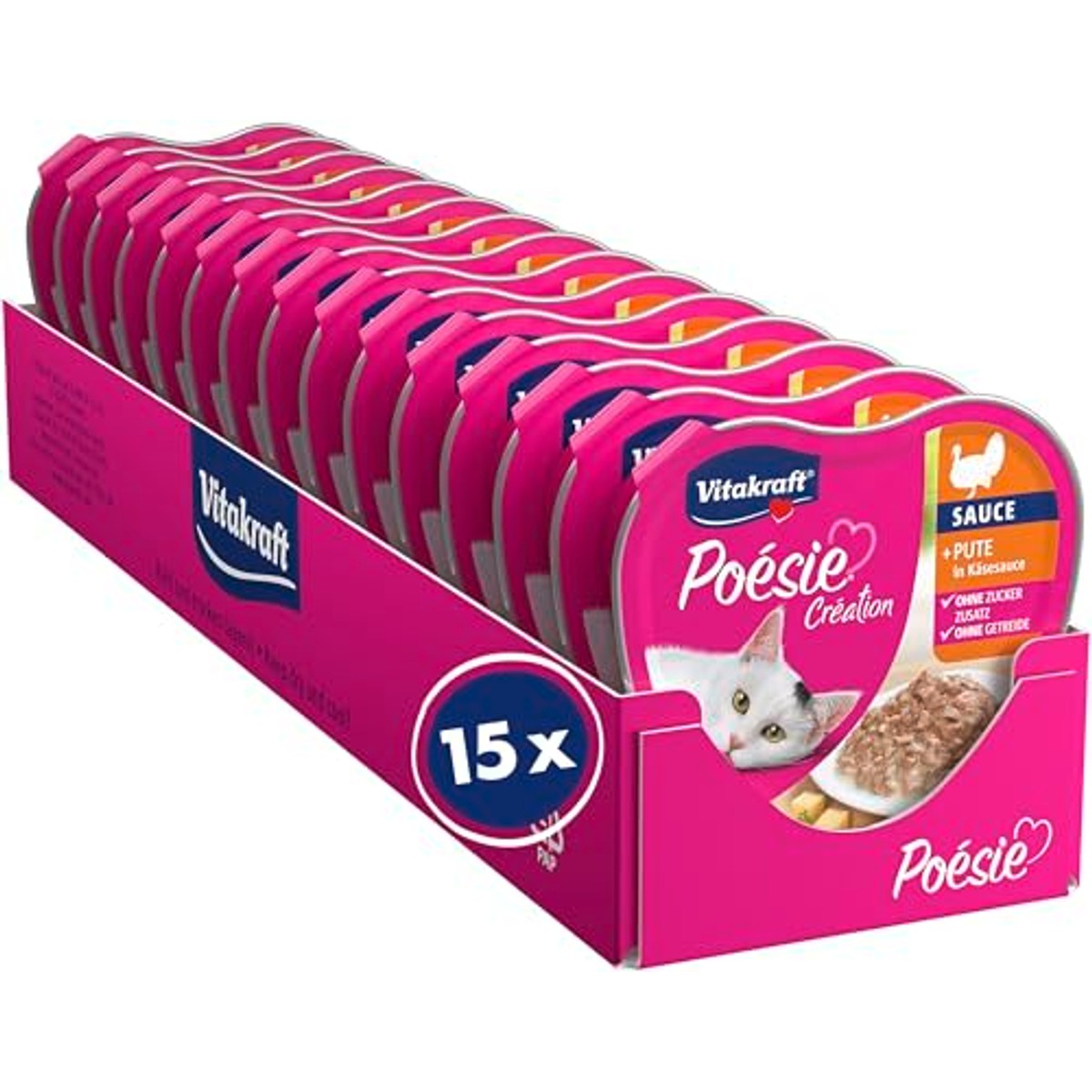 Vitakraft Poésie Création natvoer kattenvoer kalkoen 15 x 85 g - 3-pack