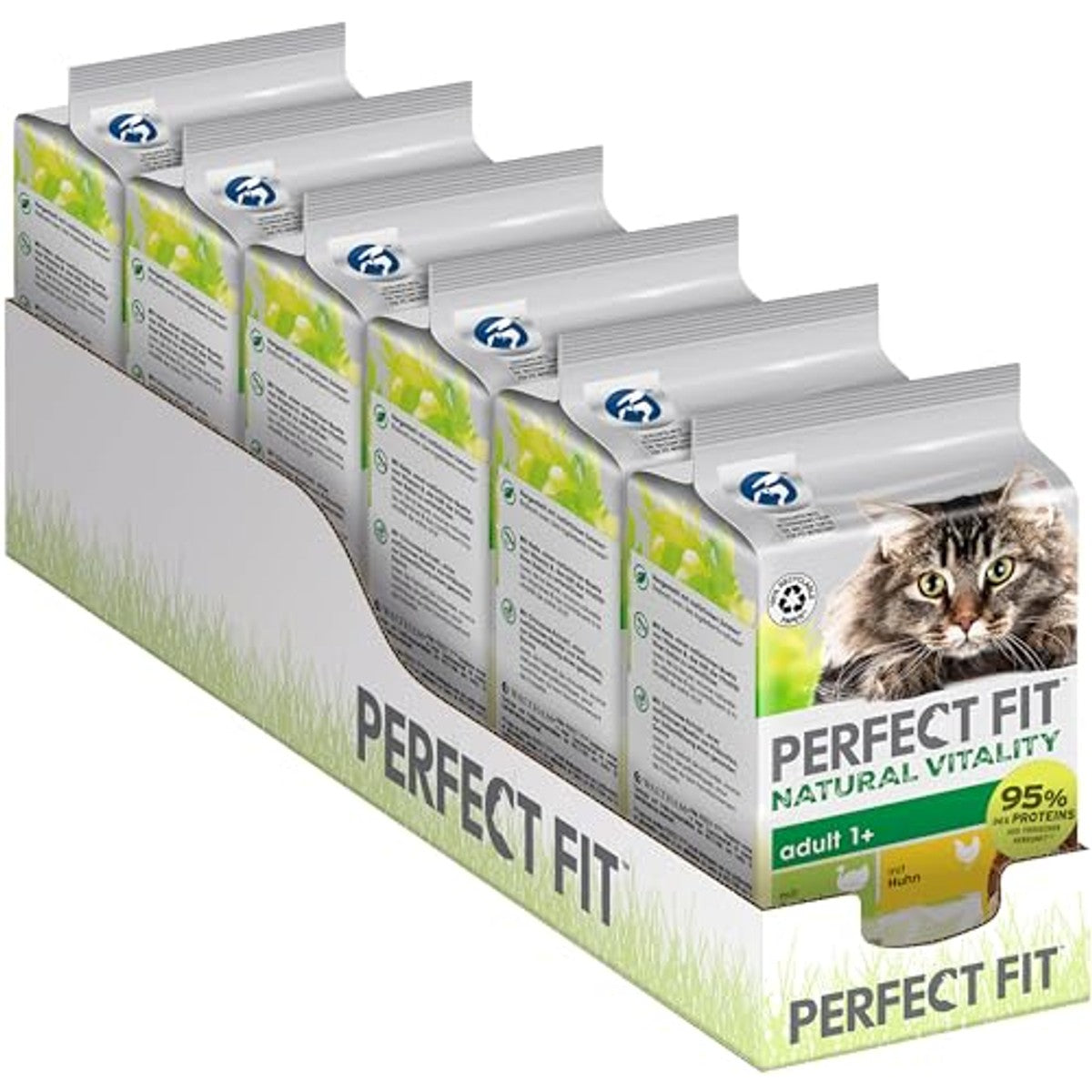 PERFECT FIT Adult 1+ Premium kattenvoer nat, 36 x 50 g portiezak, met kip en kalkoen, natvoer voor katten, zonder granen – Perfect Fit