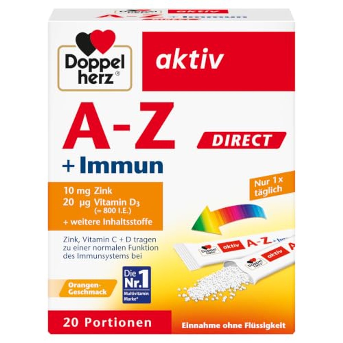 Doppelherz A-Z + Immuundirect met Sinaasappelsmaak 20 Zakjes - 3-pack
