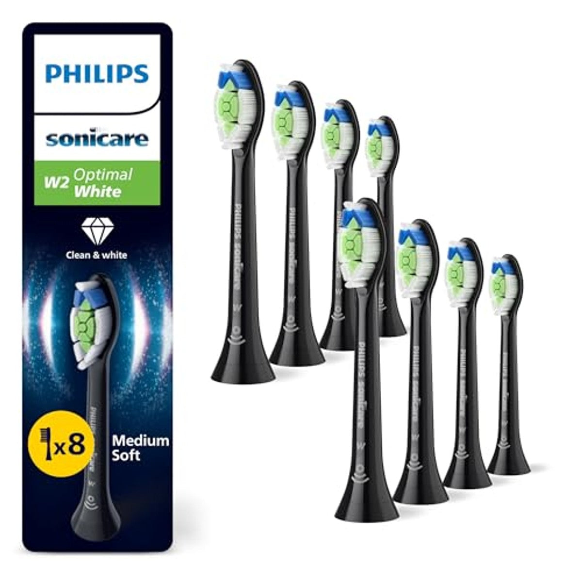 Philips Sonicare W2 Optimal White Opzetborstels Zwart 8 stuks - 3-pack