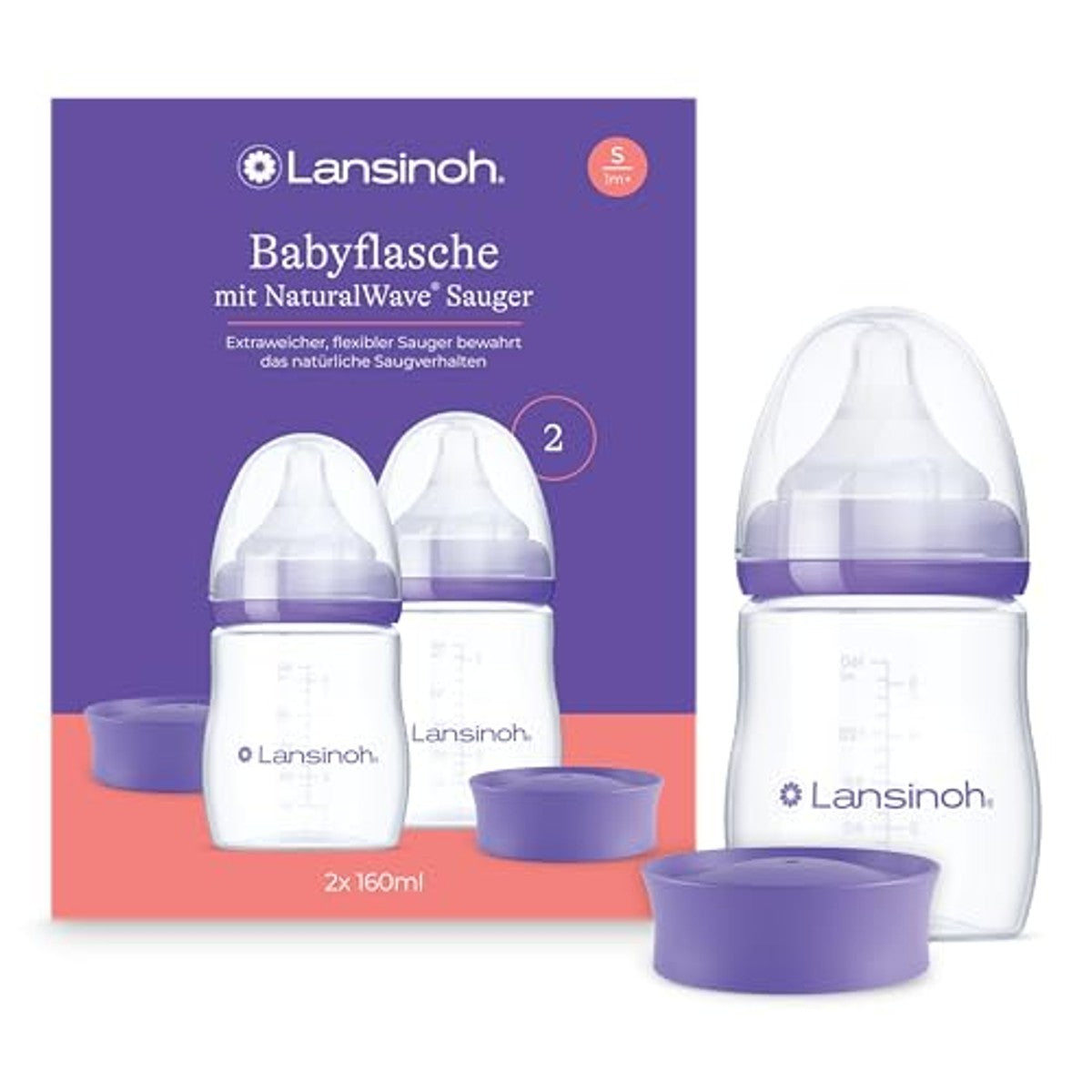 Lansinoh Babyflessen met NaturalWave zuiger S, 160 ml, 2 stuks – Lansinoh