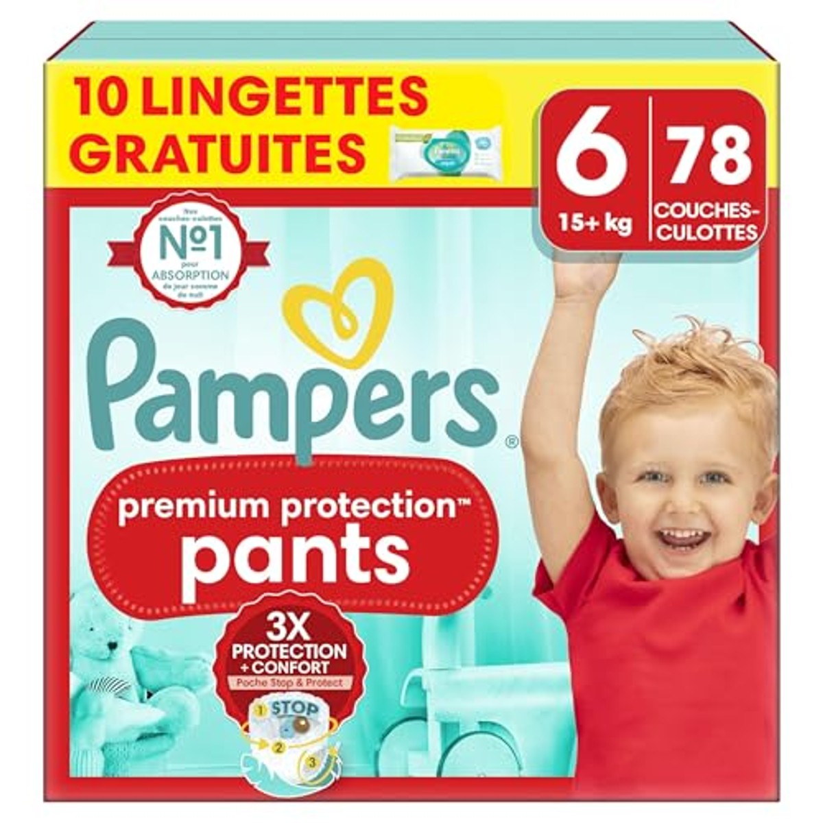 Pampers Premium Protection Pants maat 6, 78 luiers + 10 doekjes – Pampers