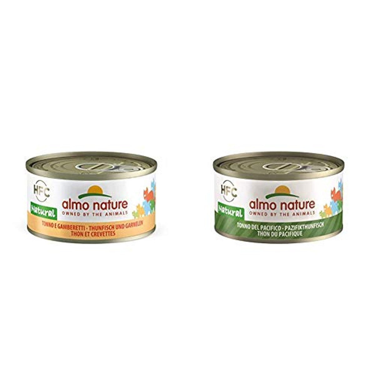 Almo Nature HFC Natural Kattenvoer Tonijn en Garnalen & Pacifische Tonijn 24 x 70 g - 6-pack