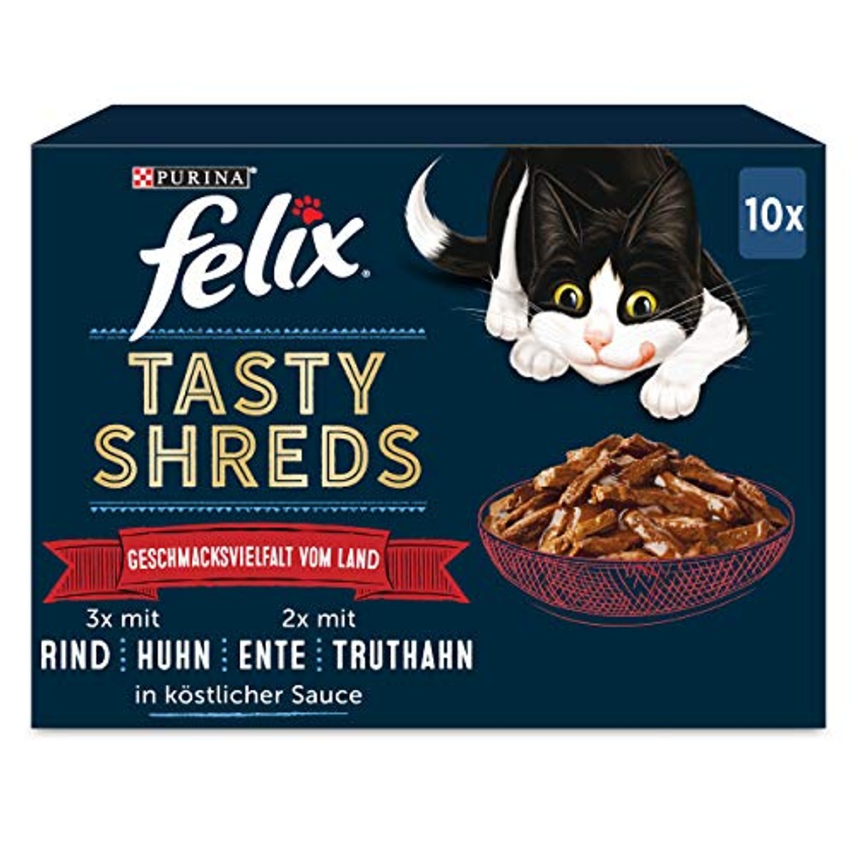 Felix Tasty Shreds in saus Mix van het land 60 x 80 g – Felix