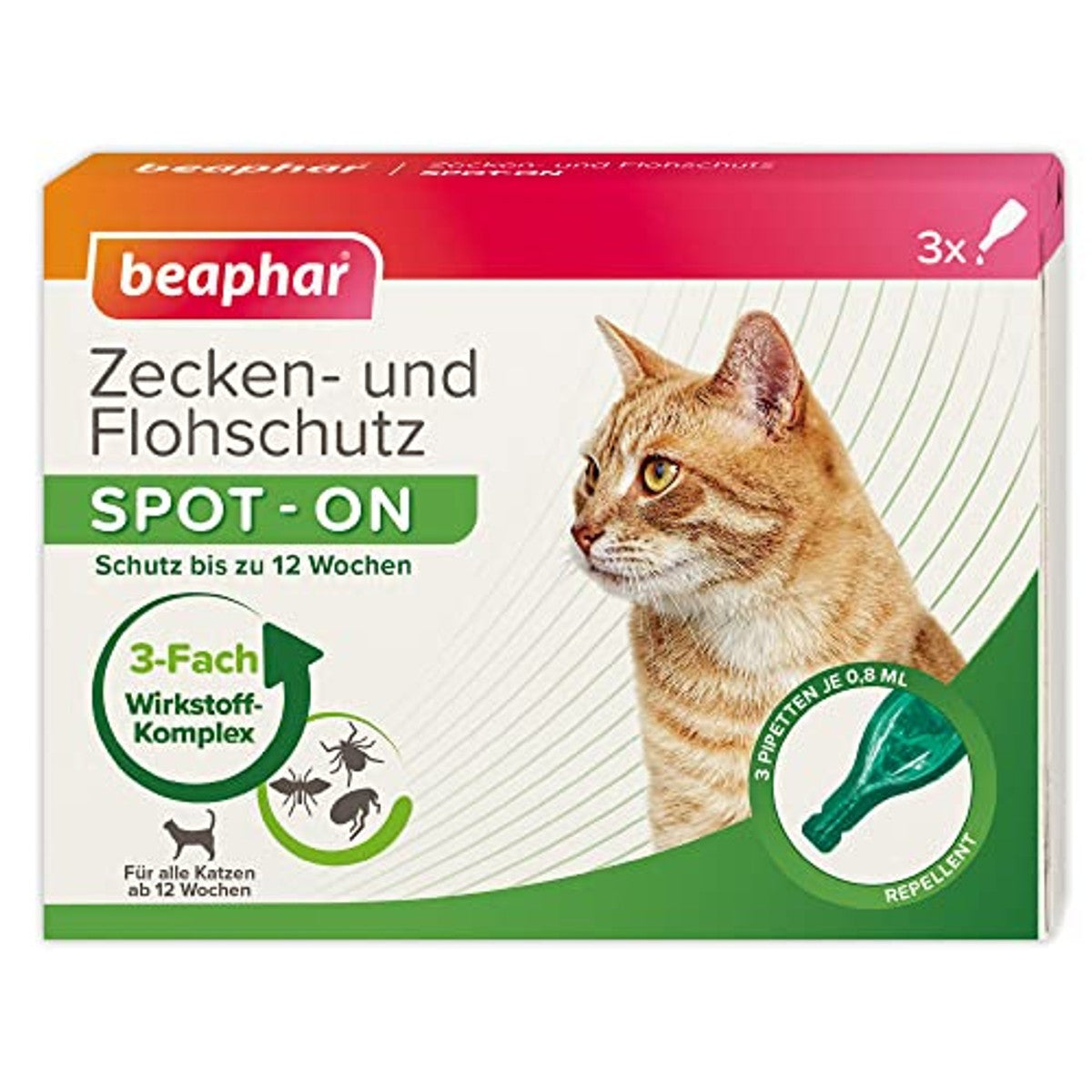 Beaphar Teken- en vlooienbescherming Spot-ON 3 x 0,8 ml, kat – beaphar