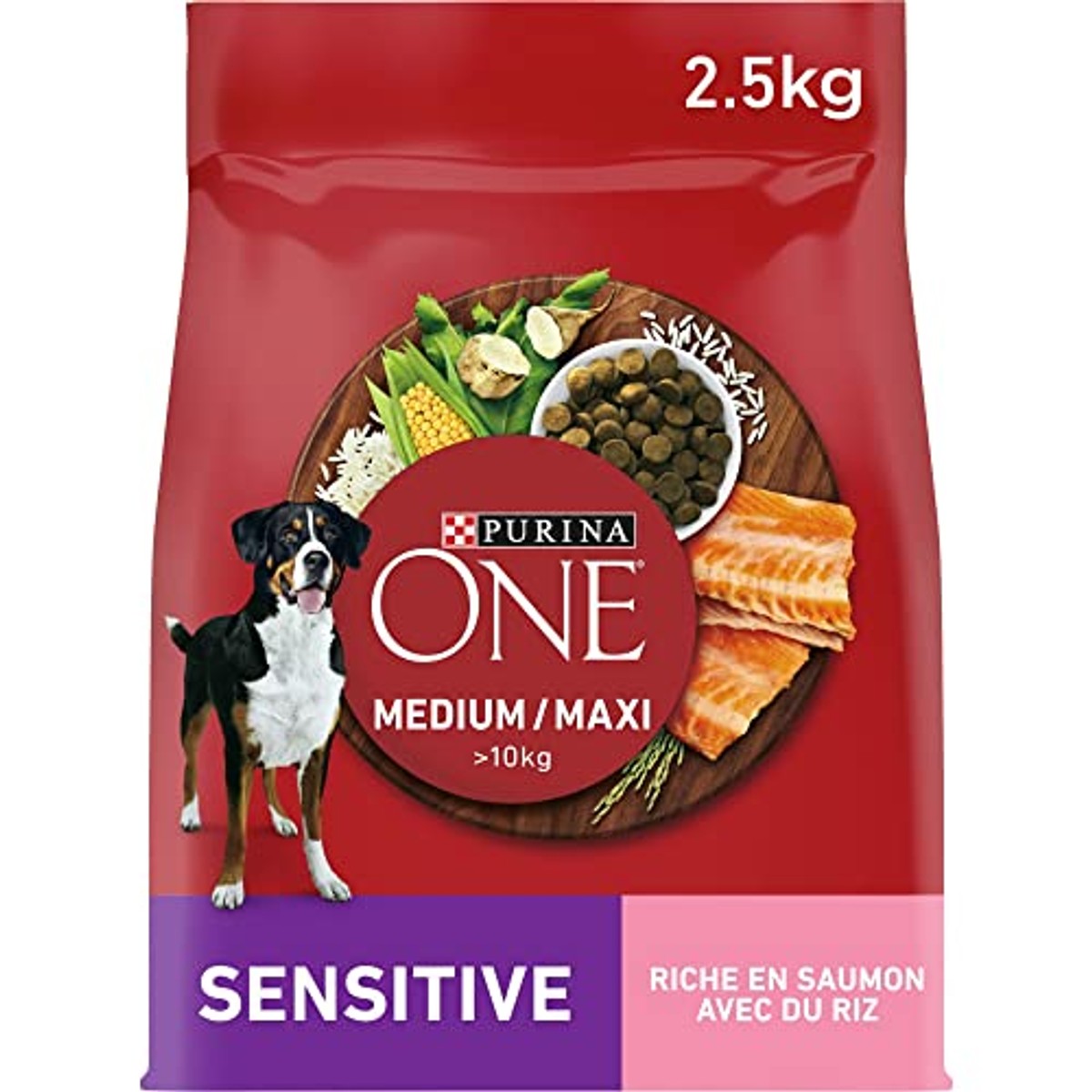 PURINA ONE Medium/Maxi > 10 kg | volwassenen | gevoelig | rijk aan zalm voor honden | zak van 2,5 kg – PURINA ONE