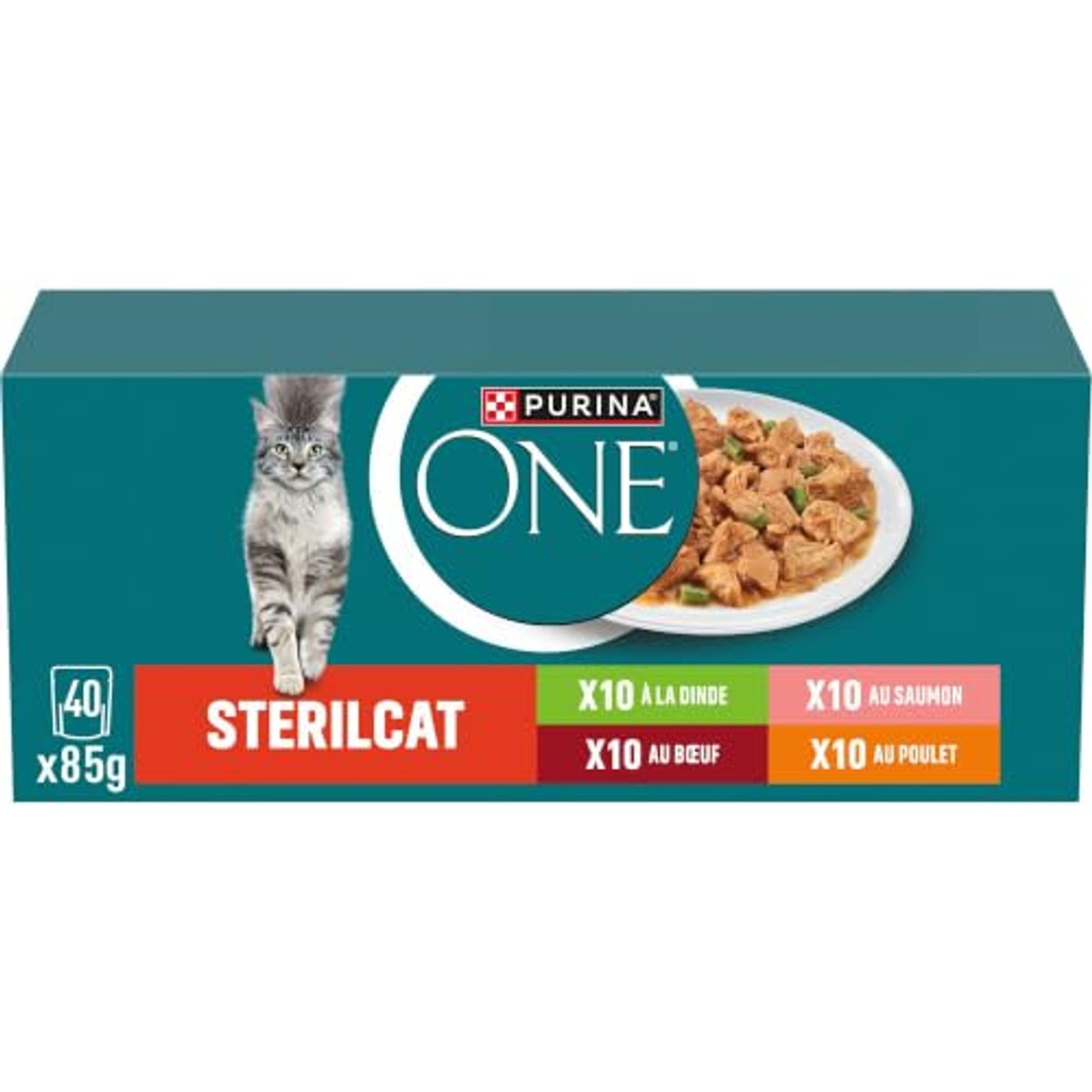 Purina ONE Bifensis Nassfutter für Katzen, sterilisiert, für Erwachsene, mit Lachs und Karotten, 40 Beutel à 85 g – PURINA ONE
