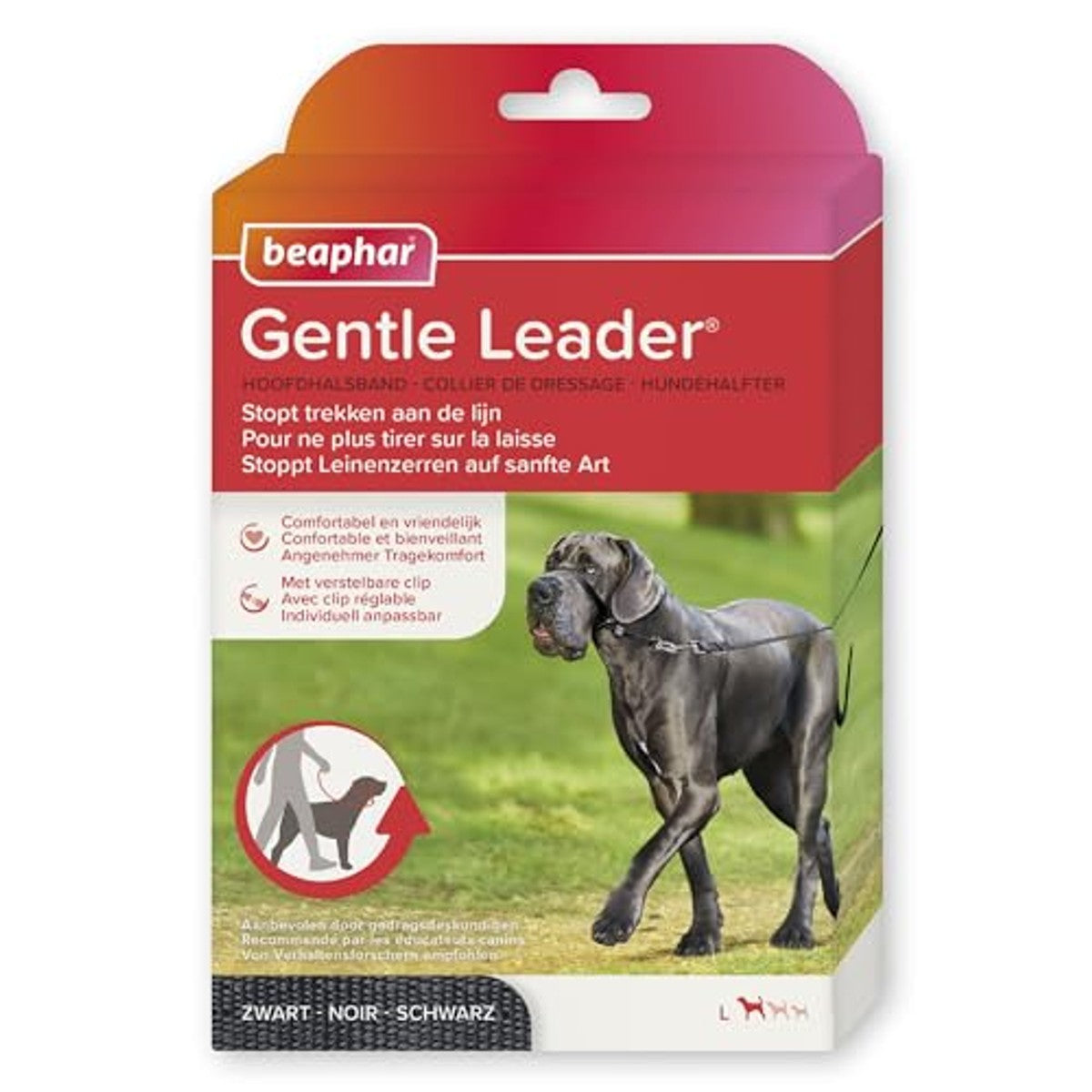 BEAPHAR - Gentle Leader® - Hondenhalster voor grote rassen - Gemaakt van nylon - Trainingshulp voor controle en begeleiding - Aanbevolen door diertrainers - Maat L - Zwart – beaphar