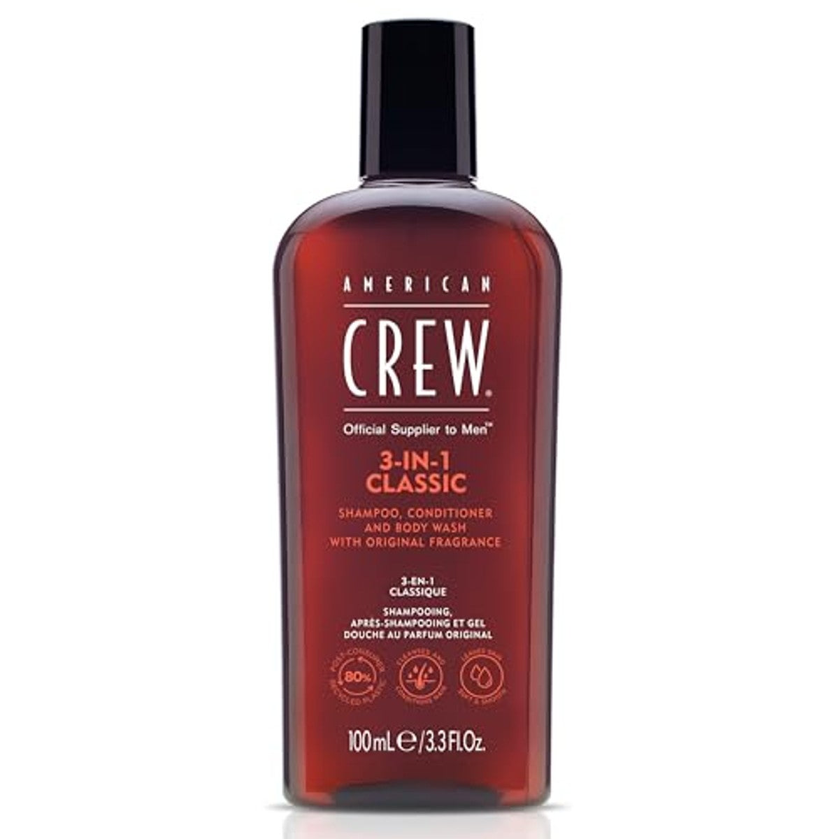 American Crew 3-in-1 Classic Shampoo, Conditioner & Body Wash 100 ml - 6-pack