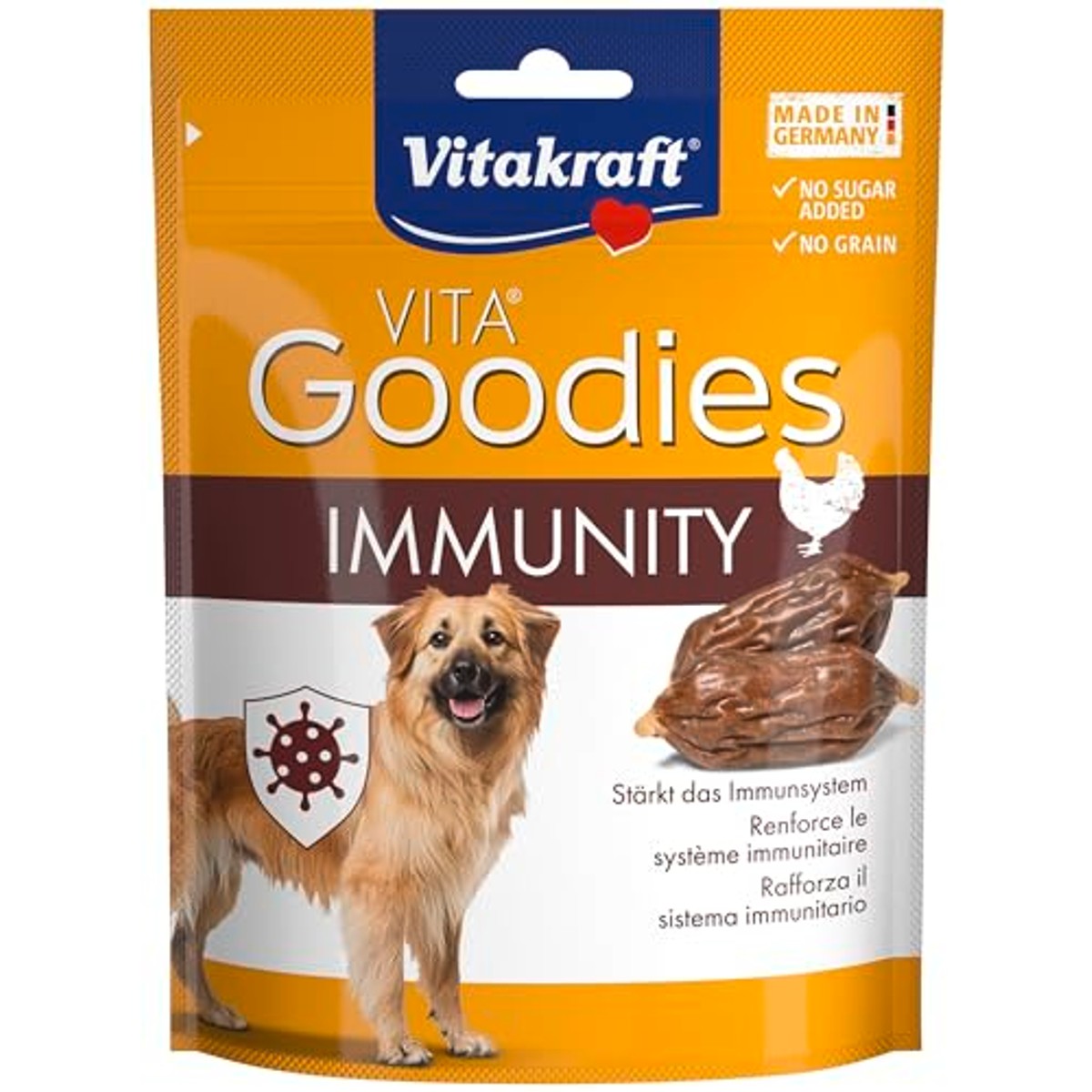 Vitakraft Goodies Immunity, gezonde hondensnacks, postbiotica voor een sterk immuunsysteem, zonder toevoeging van suiker (1 x 60 g) – Vitakraft