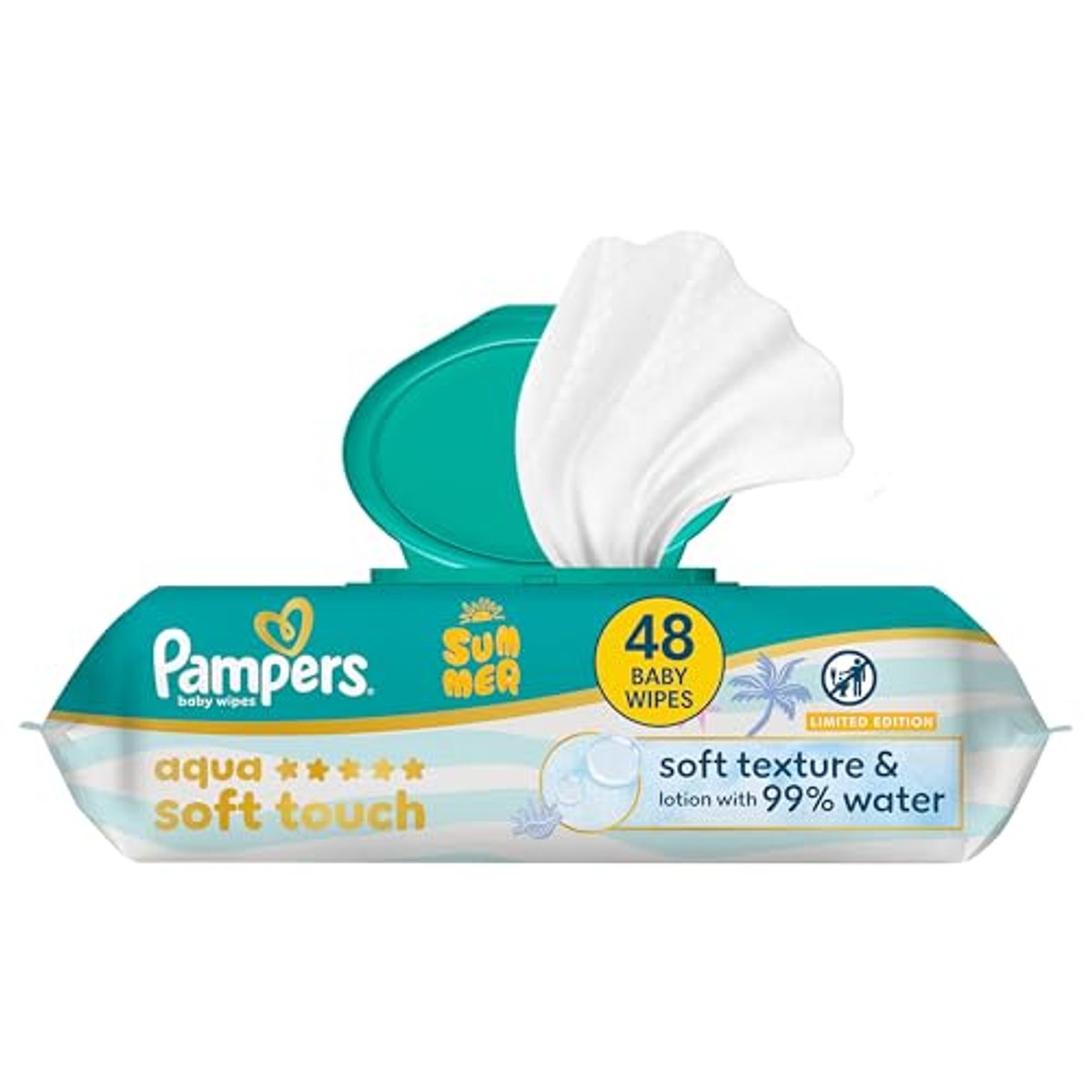 Pampers Aqua Soft Touch babydoekjes Summer Edition 3 x 48 stuks - Voordeelverpakking