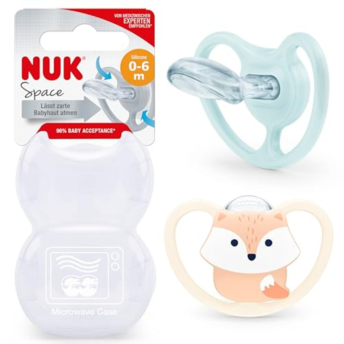 NUK Space Fopspeen Vos 0-6 maanden 2 stuks – NUK