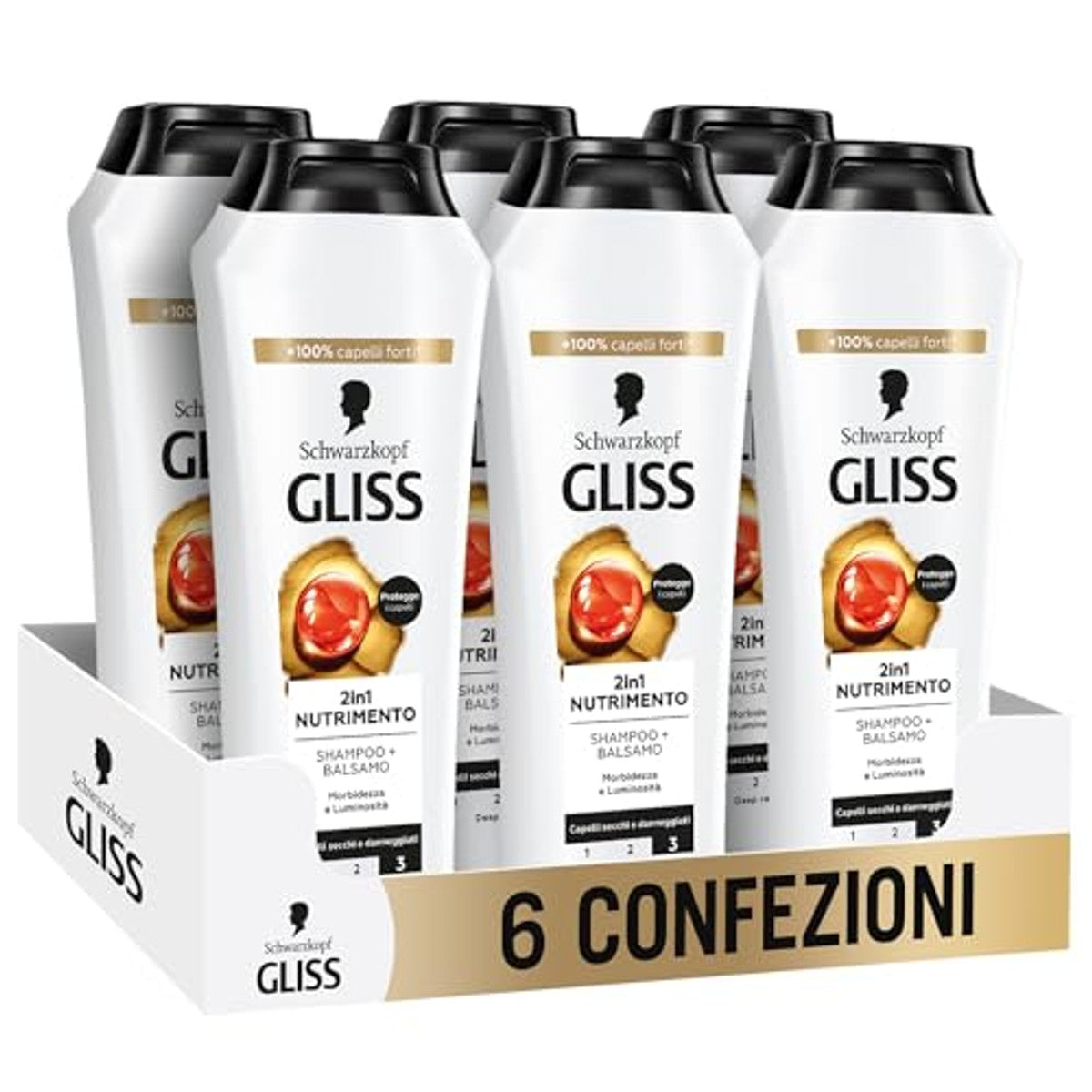 Schwarzkopf Gliss Nutitura 2-in-1 Shampoo + Conditioner 6 x 250 ml – Gliss
