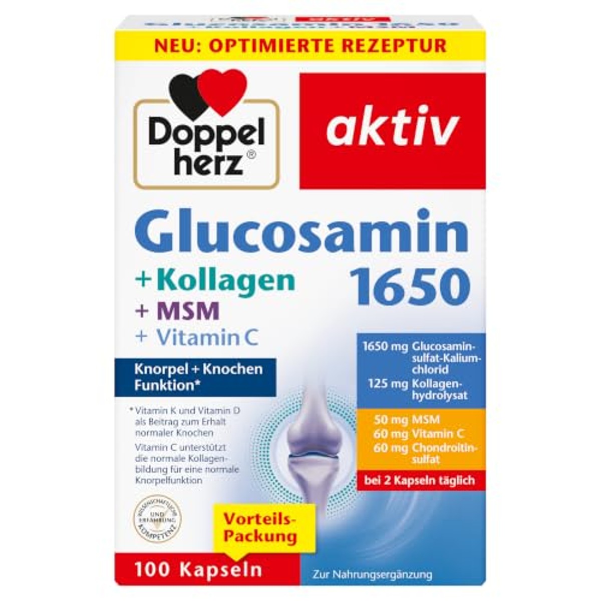 Doppelherz Glucosamine 1650 + Collageen + MSM 100 Capsules - 3-pack