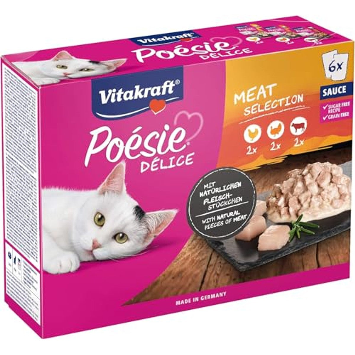 Vitakraft Poésie Délice natvoer kattenvoer saus mix 6 x 85 g - 3-pack
