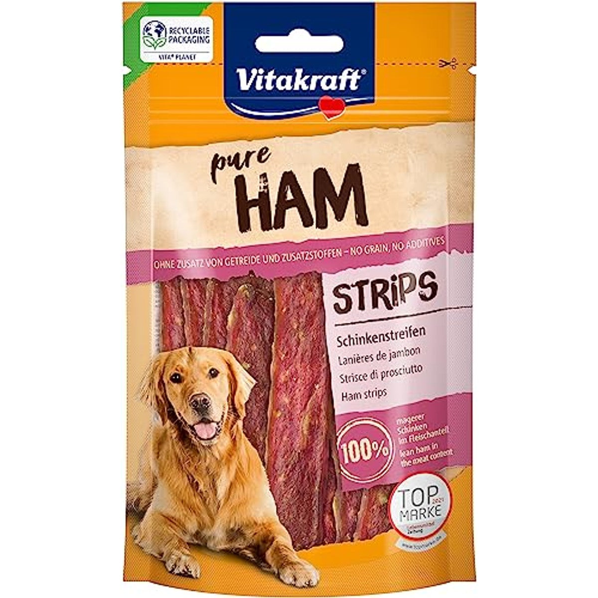Vitakraft Pure Ham Strips hondensnack ham 1 x 80 g - 6-pack