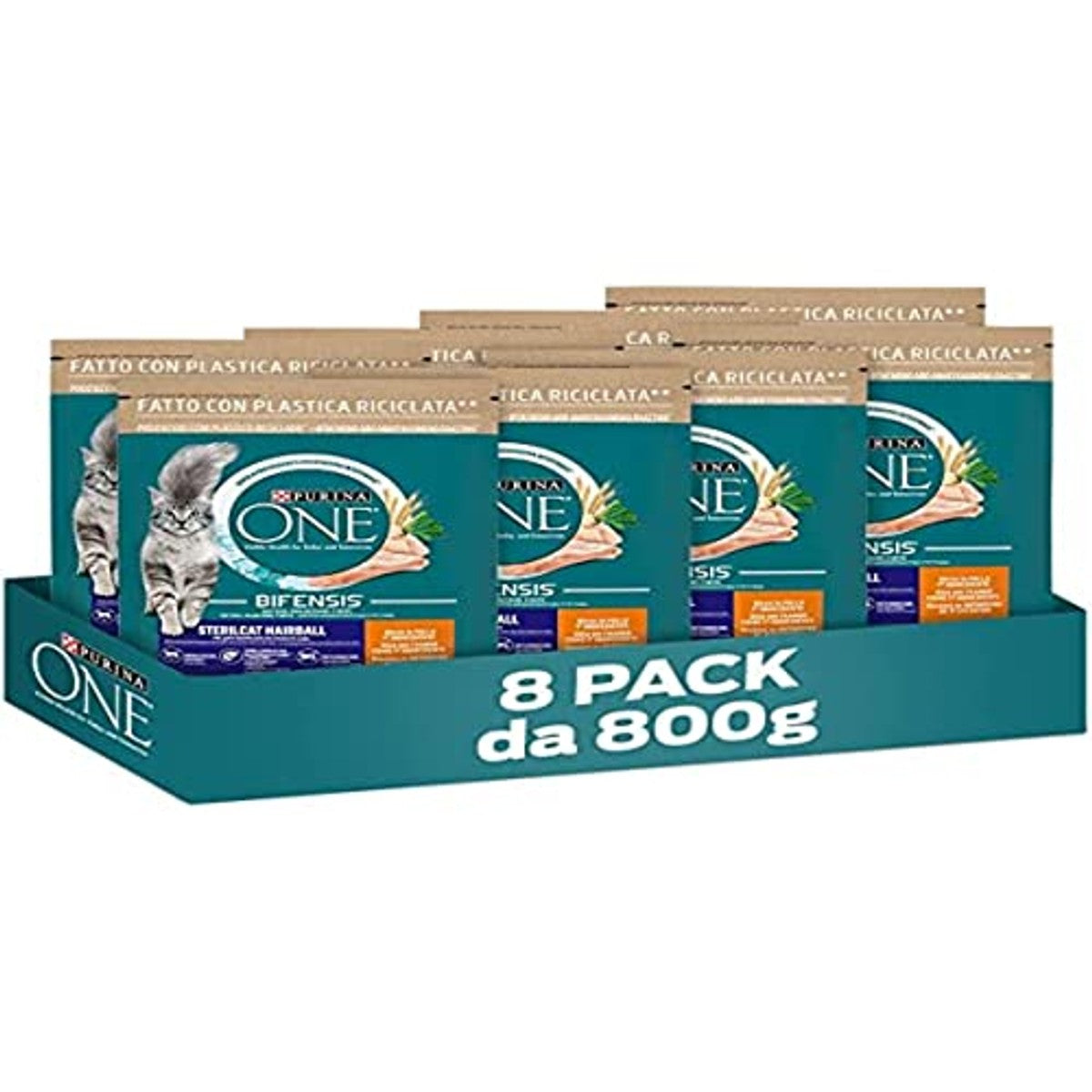Purina One Bifensis Sterilcat Hairball droogvoer kat 8 x 800 g - 3-pack
