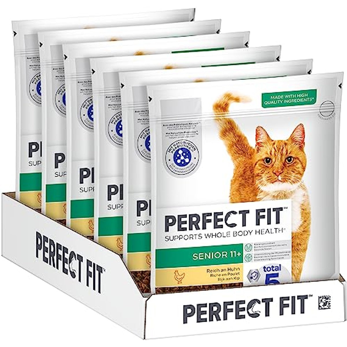 PERFECT FIT Senior 11+ droogvoer voor katten, 6 x 750 g kip (verpakking van 6) – Perfect Fit
