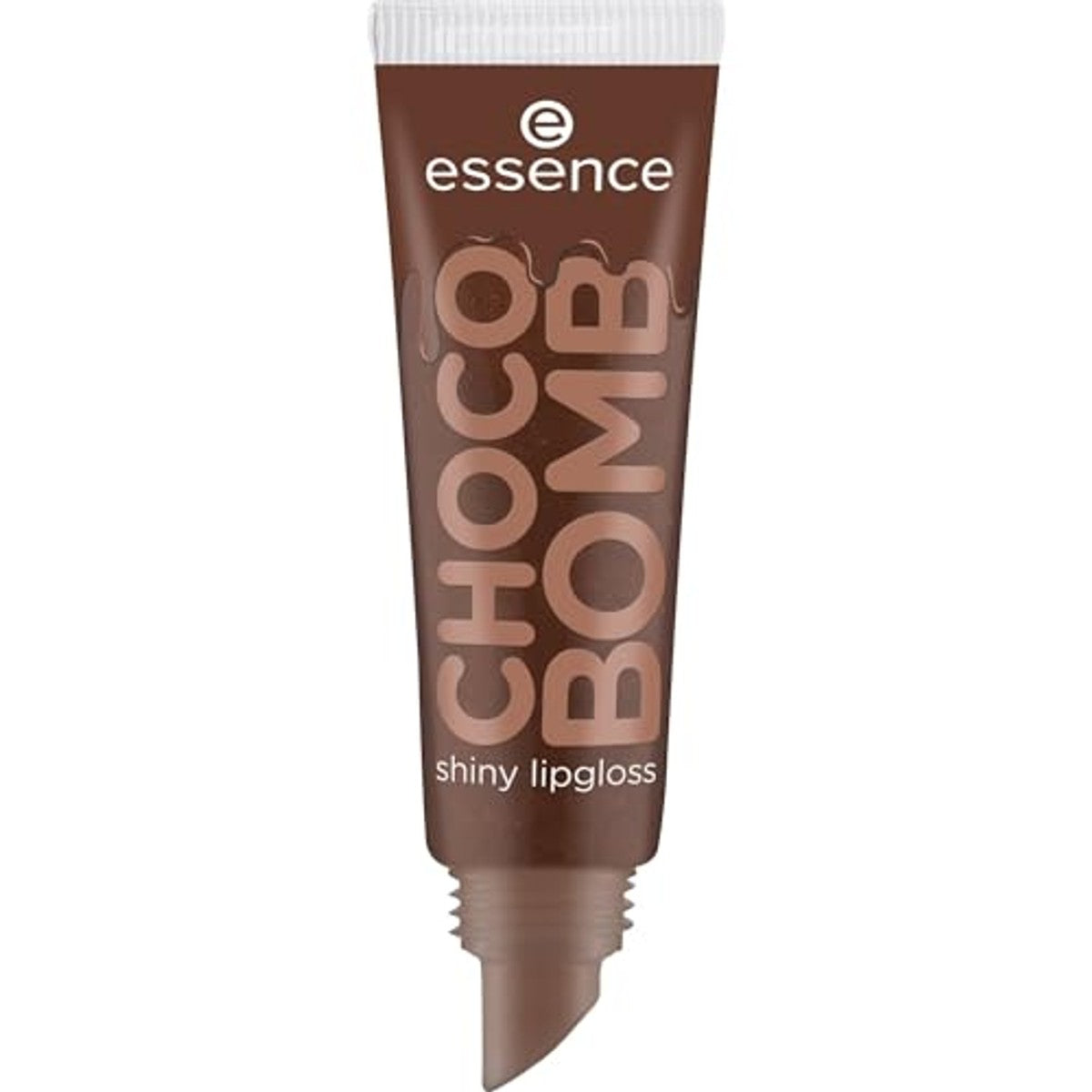essence CHOCO BOMB shiny lipgloss, nr. 01, bruin, natuurlijk, glanzend, stralend fris, glinsterend, veganistisch, zonder conserveringsmiddelen, zonder parabenen, zonder microplastic deeltjes, per stuk | Niet-klevende lipgloss in een – Essence Cosmetics