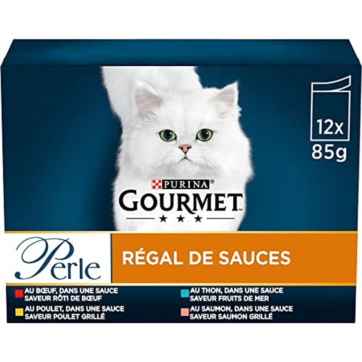 Gourmet Parel Sauzenrek natvoer kattenvoer div. smaken 12 x 85 g - 6-pack
