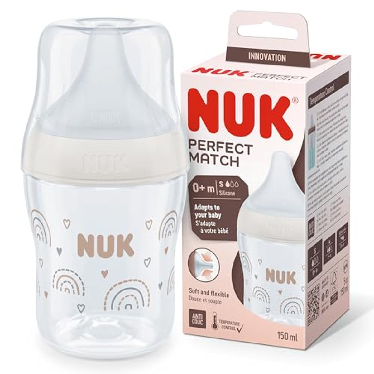 NUK Perfect Match Babyfles Regenboog 6 x 150 ml - Voordeelverpakking