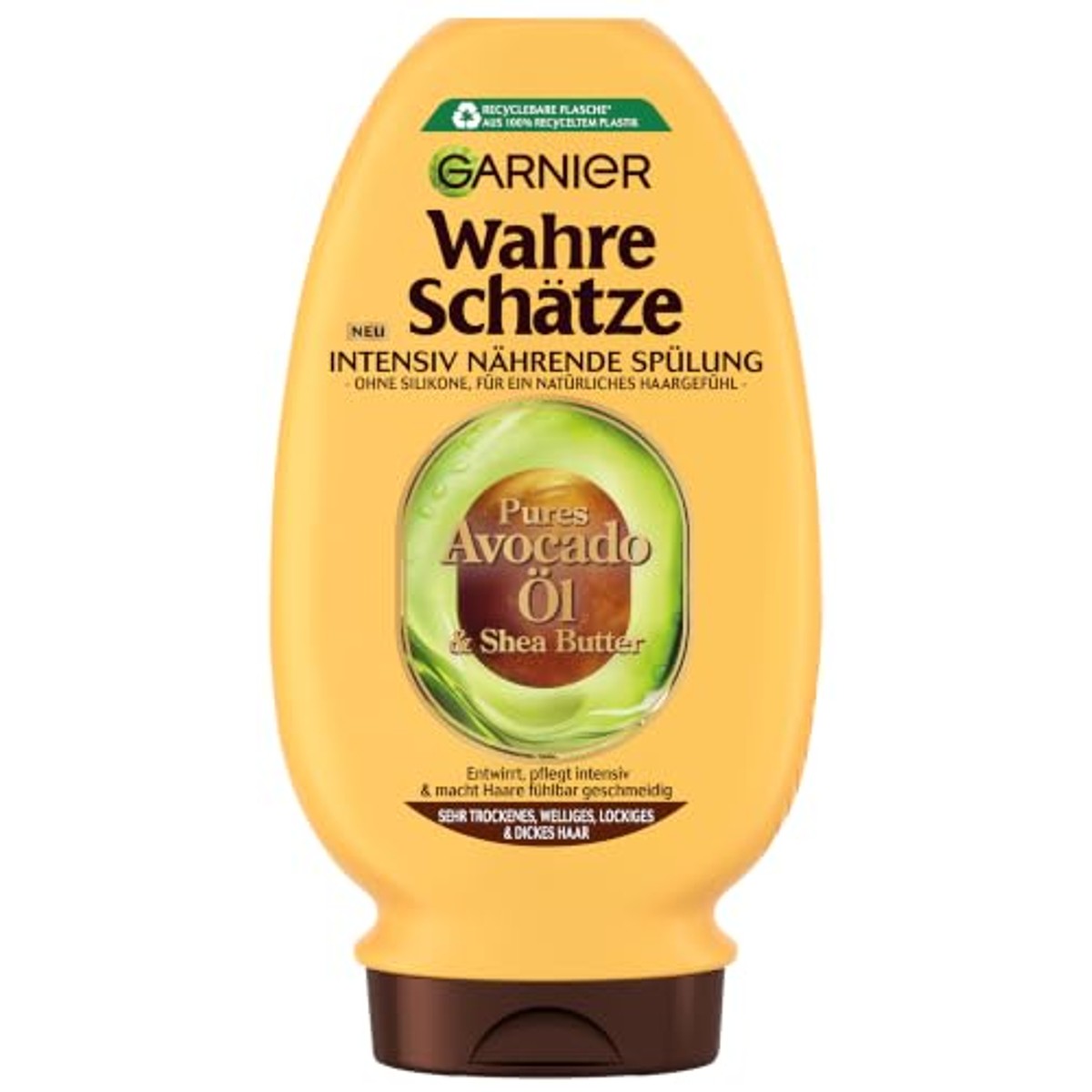 Garnier Echte schatten, intensieve voedende spoeling, avocado-olie & sheaboter voor zeer droog, golvend, krullend en dik haar, voor meer soepelheid, zonder te verzwaren, 1 x 200 ml – Garnier