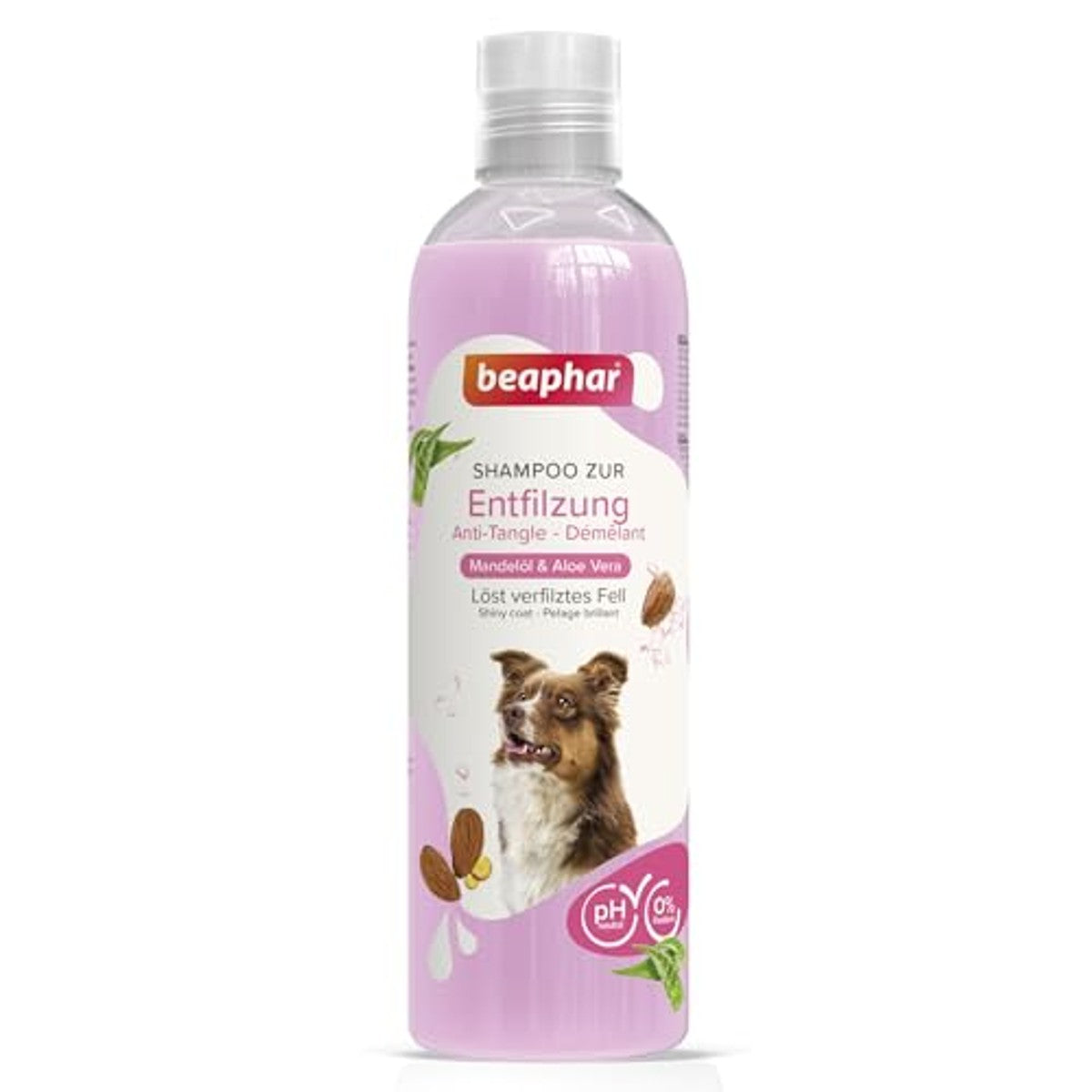 BEAPHAR - Ontvilten shampoo - Lost vervilten vacht op - huidvriendelijk - Met amandelolie en aloë vera - Ph-neutraal - 0% parabenen - Frisse geur - Veganistisch - 250 ml – beaphar
