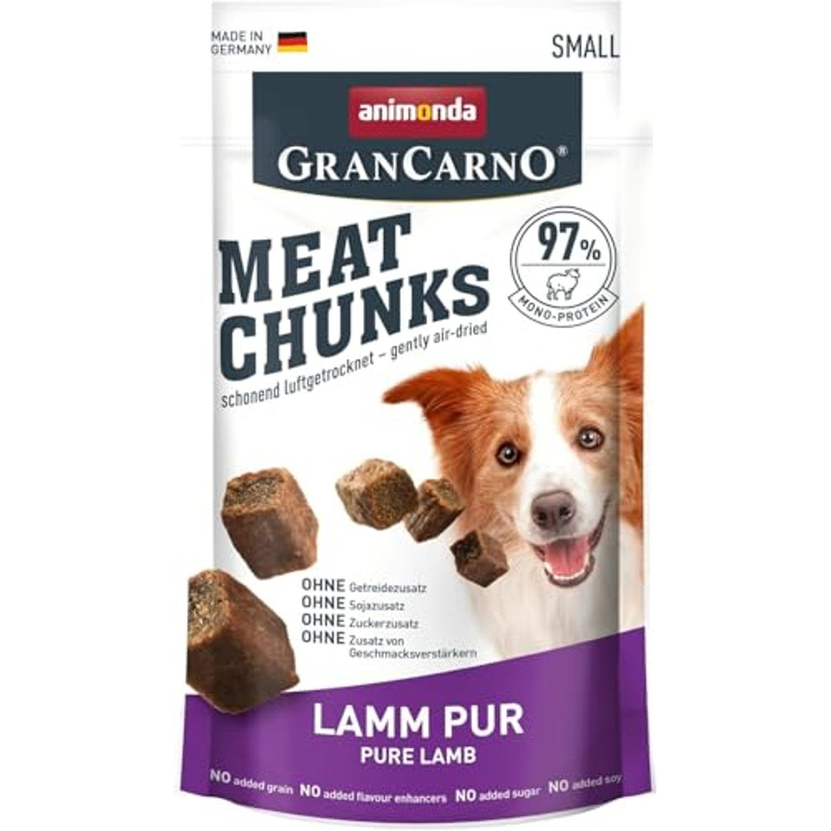 animonda Meat Chunks, vleessnacks voor volwassen honden, pure lam, klein, 60 g | Graanvrije hondenlekkernijen voor volwassen honden, lekkere hondenlekkernijen met veel vlees, hondenlekkernijen om te belonen – Grancarno