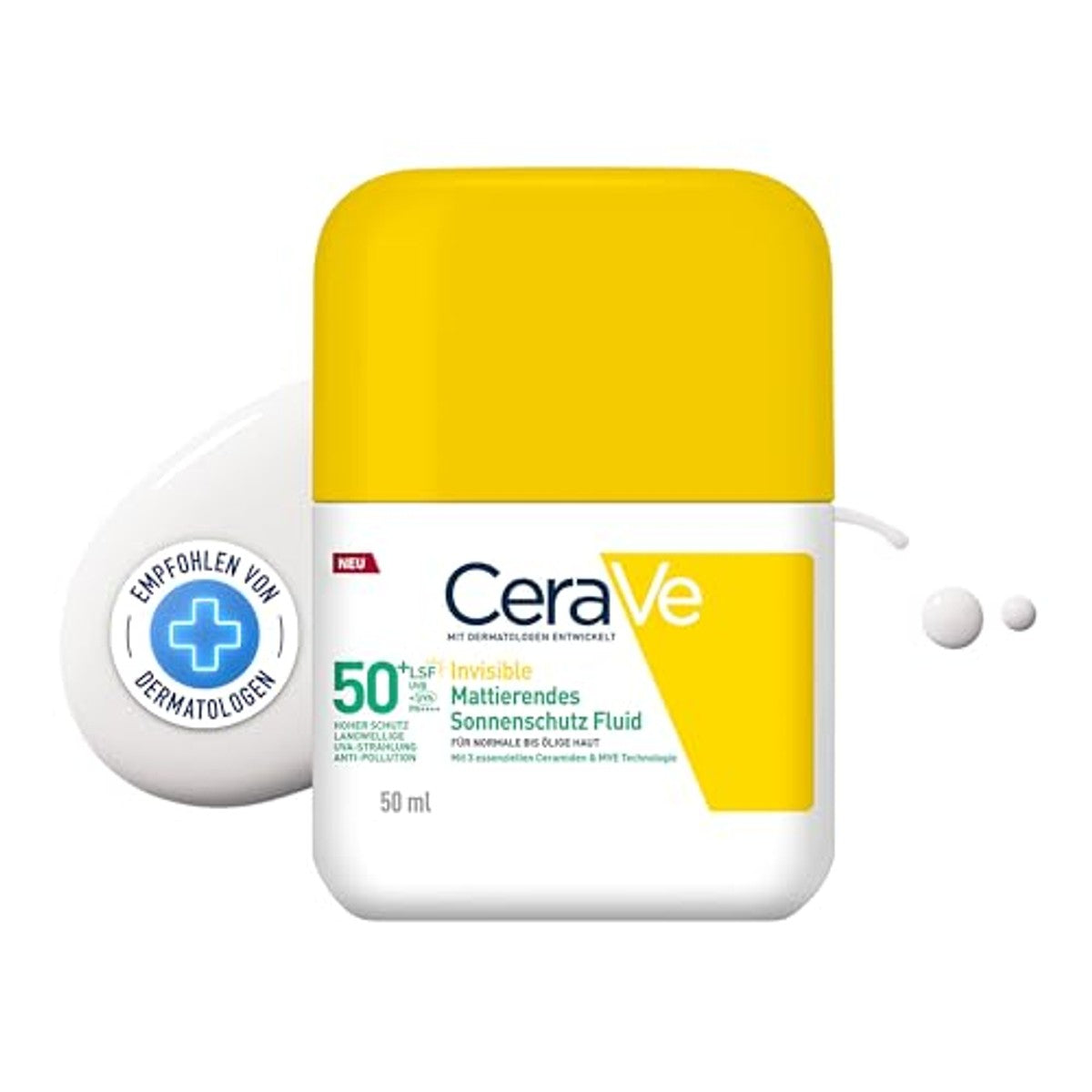 CeraVe Onzichtbare Matte Zonnebrandvloeistof SPF 50+ 50 ml