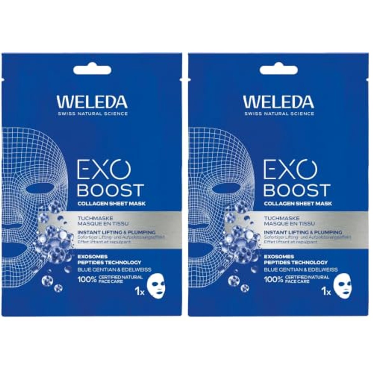 Weleda Blauwe Gentiaan & Edelweiss Exo Boost Collagen Sheet Mask 2 stuks - 6-pack – foto 2