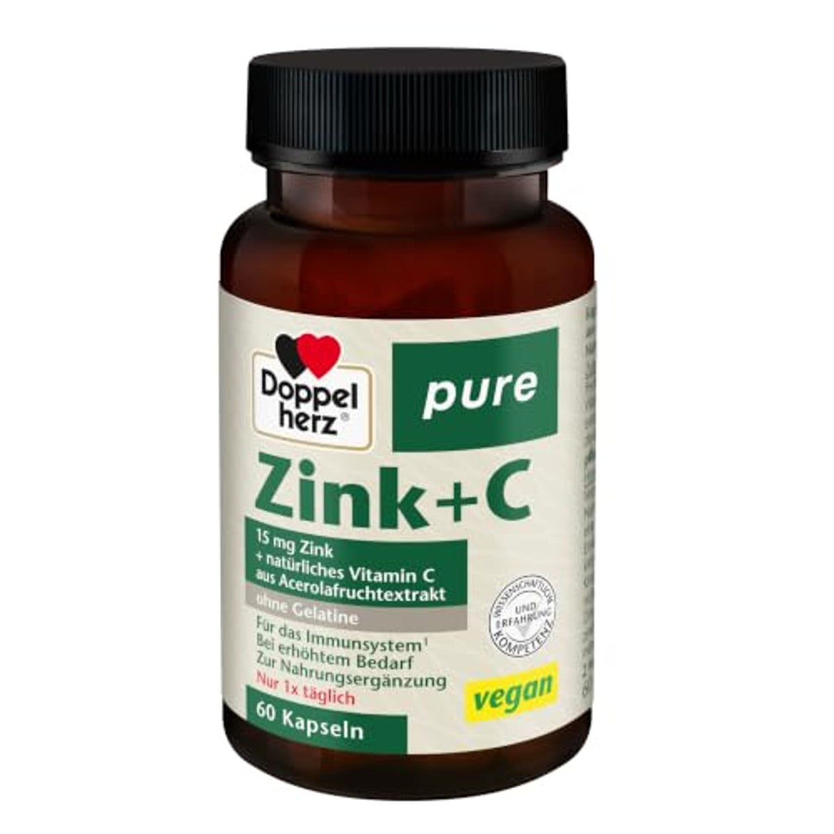 Doppelherz Pure Zink + C Voedingssupplement 60 Veganistische Capsules - 3-pack