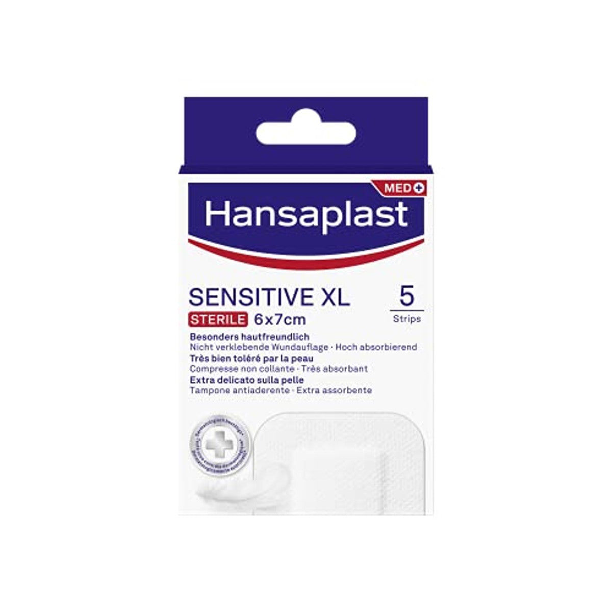 Hansaplast Pleister Sensitive XL 5 stuks, steriel 6 x 7 cm – Elastoplast