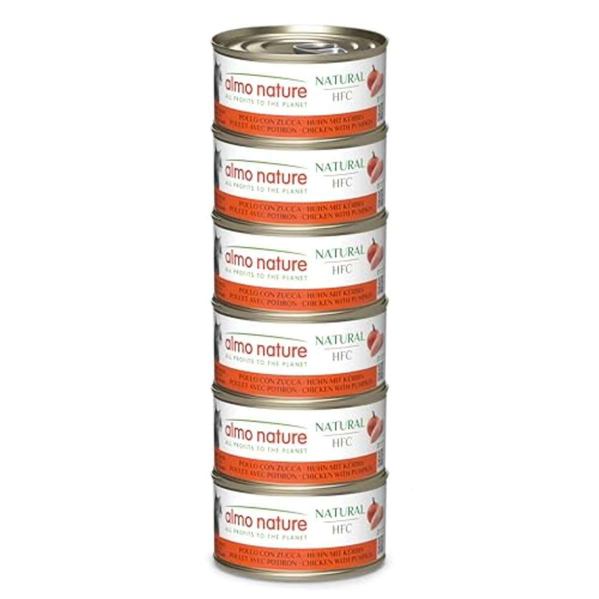 Almo Nature HFC Natural Natvoer voor volwassen katten, kip & pompoen, Human Grade, glutenvrij, 6 x 70 g – almo nature